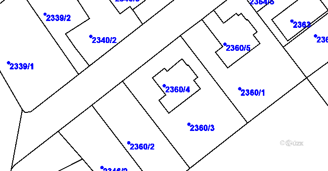 Parcela st. 2360/4 v KÚ Varnsdorf, Katastrální mapa