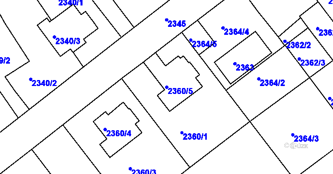 Parcela st. 2360/5 v KÚ Varnsdorf, Katastrální mapa