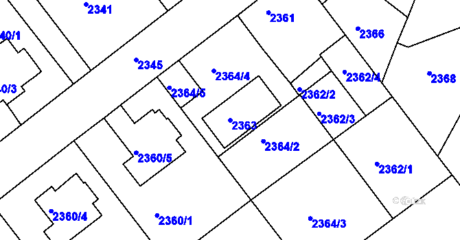 Parcela st. 2363 v KÚ Varnsdorf, Katastrální mapa