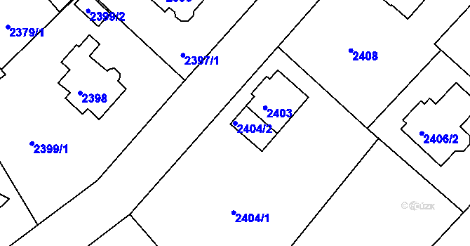 Parcela st. 2404/2 v KÚ Varnsdorf, Katastrální mapa