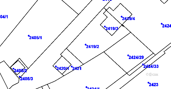 Parcela st. 2419/2 v KÚ Varnsdorf, Katastrální mapa