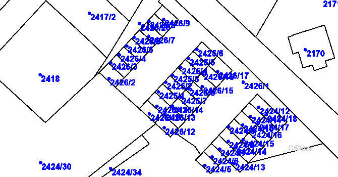 Parcela st. 2425/12 v KÚ Varnsdorf, Katastrální mapa