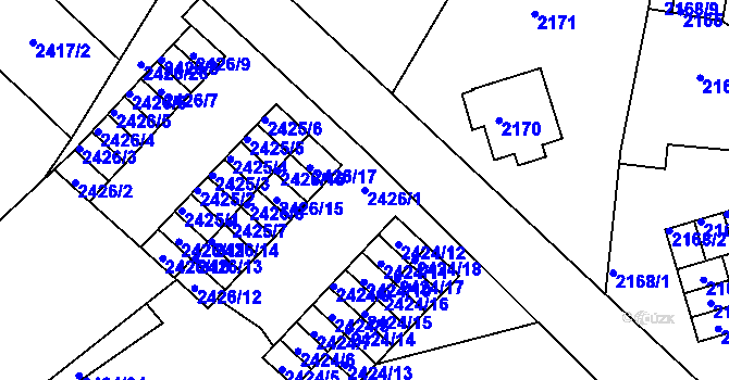 Parcela st. 2426/1 v KÚ Varnsdorf, Katastrální mapa