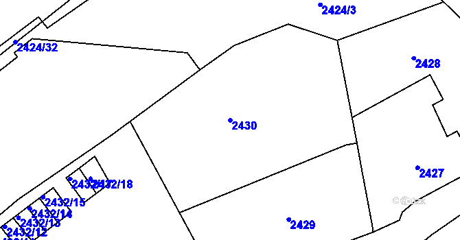 Parcela st. 2430 v KÚ Varnsdorf, Katastrální mapa