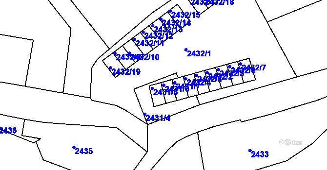 Parcela st. 2431/6 v KÚ Varnsdorf, Katastrální mapa