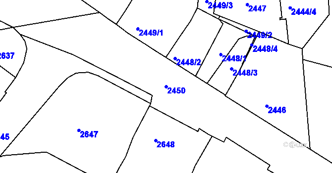 Parcela st. 2450 v KÚ Varnsdorf, Katastrální mapa