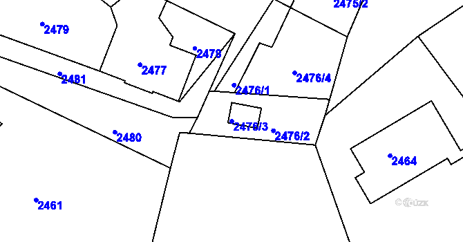 Parcela st. 2476/3 v KÚ Varnsdorf, Katastrální mapa