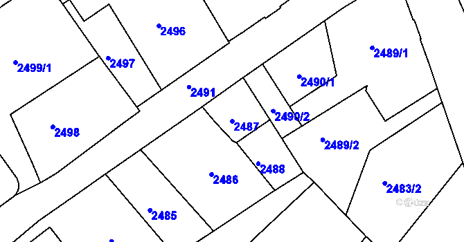 Parcela st. 2487 v KÚ Varnsdorf, Katastrální mapa