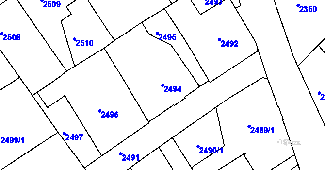 Parcela st. 2494 v KÚ Varnsdorf, Katastrální mapa