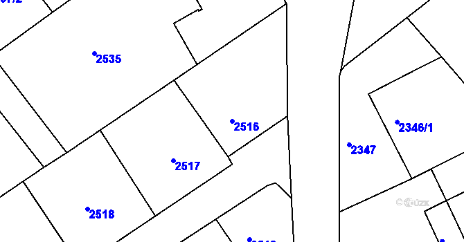 Parcela st. 2516 v KÚ Varnsdorf, Katastrální mapa