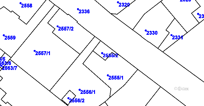Parcela st. 2555/2 v KÚ Varnsdorf, Katastrální mapa
