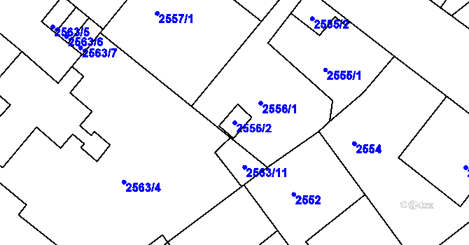 Parcela st. 2556/2 v KÚ Varnsdorf, Katastrální mapa
