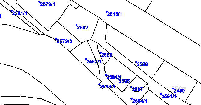 Parcela st. 2586 v KÚ Varnsdorf, Katastrální mapa