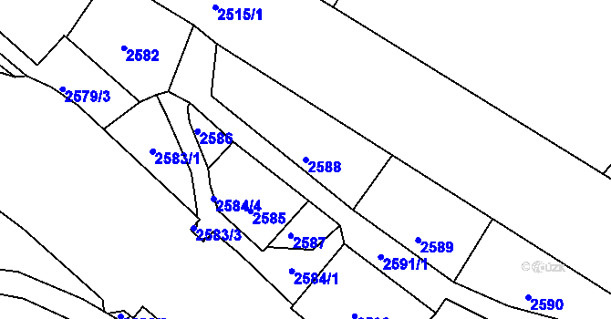 Parcela st. 2588 v KÚ Varnsdorf, Katastrální mapa