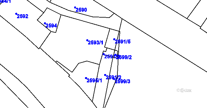 Parcela st. 2591/3 v KÚ Varnsdorf, Katastrální mapa