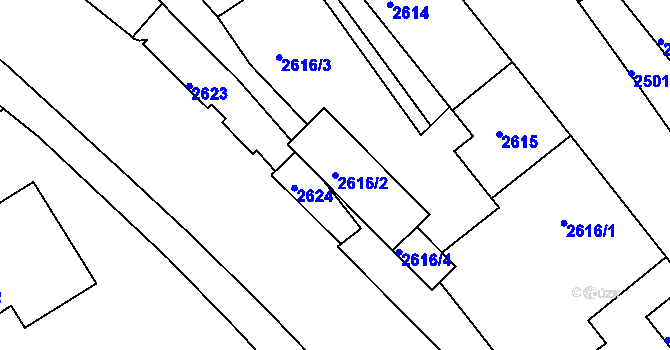 Parcela st. 2616/2 v KÚ Varnsdorf, Katastrální mapa