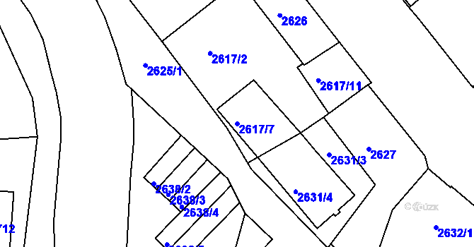 Parcela st. 2617/7 v KÚ Varnsdorf, Katastrální mapa