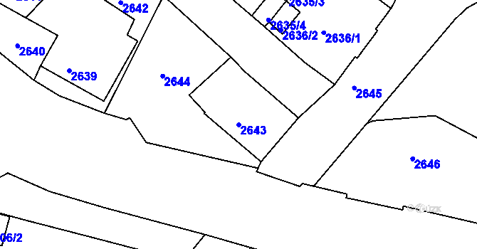 Parcela st. 2643 v KÚ Varnsdorf, Katastrální mapa