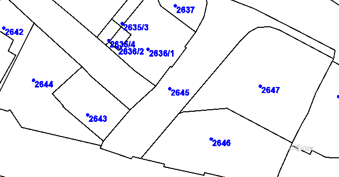 Parcela st. 2645 v KÚ Varnsdorf, Katastrální mapa