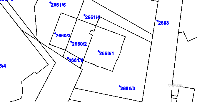 Parcela st. 2660/1 v KÚ Varnsdorf, Katastrální mapa