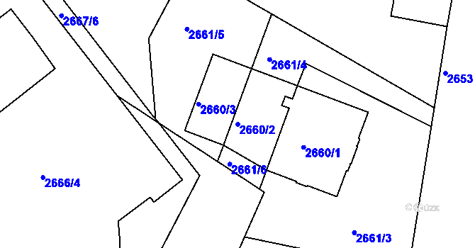 Parcela st. 2660/2 v KÚ Varnsdorf, Katastrální mapa
