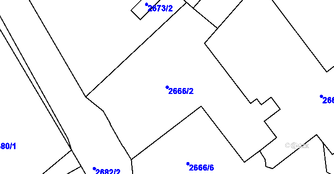 Parcela st. 2666/2 v KÚ Varnsdorf, Katastrální mapa