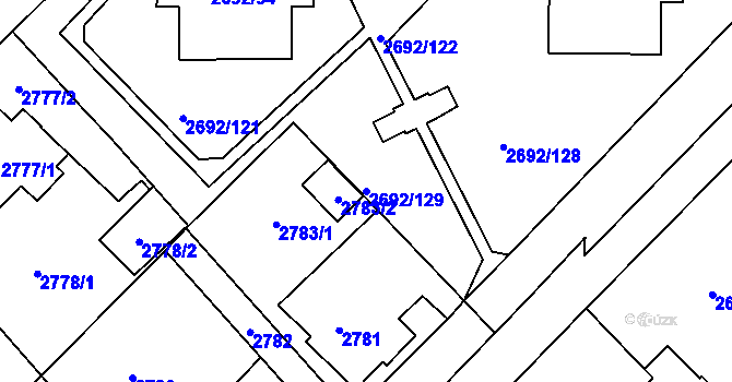 Parcela st. 2692/129 v KÚ Varnsdorf, Katastrální mapa