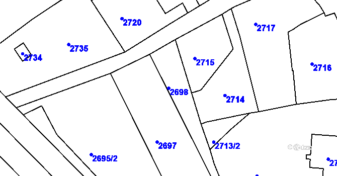 Parcela st. 2698 v KÚ Varnsdorf, Katastrální mapa