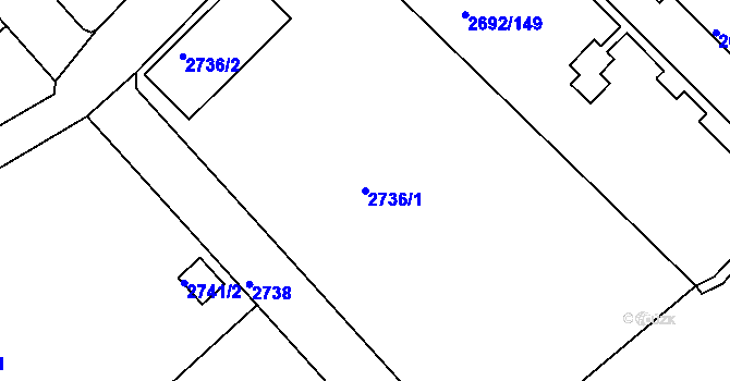 Parcela st. 2736/1 v KÚ Varnsdorf, Katastrální mapa