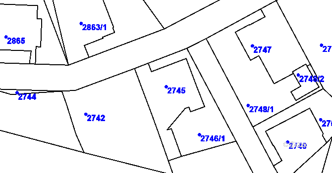 Parcela st. 2745 v KÚ Varnsdorf, Katastrální mapa