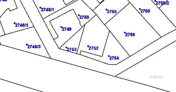 Parcela st. 2752 v KÚ Varnsdorf, Katastrální mapa