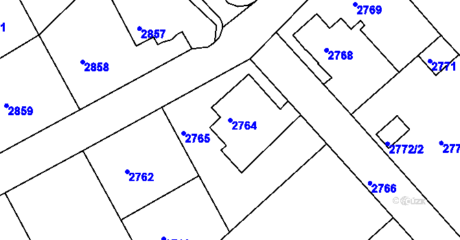 Parcela st. 2764 v KÚ Varnsdorf, Katastrální mapa