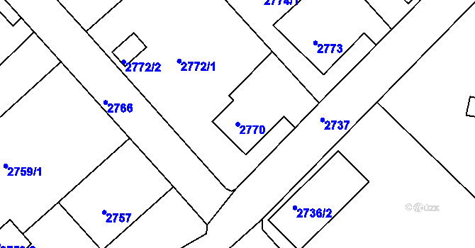 Parcela st. 2770 v KÚ Varnsdorf, Katastrální mapa