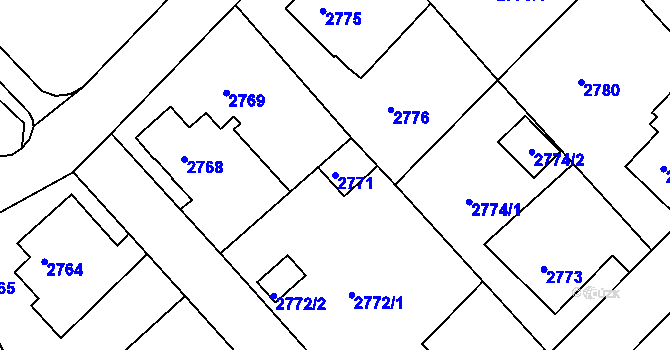 Parcela st. 2771 v KÚ Varnsdorf, Katastrální mapa