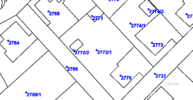 Parcela st. 2772/1 v KÚ Varnsdorf, Katastrální mapa