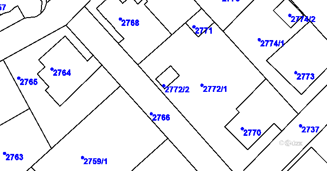 Parcela st. 2772/2 v KÚ Varnsdorf, Katastrální mapa