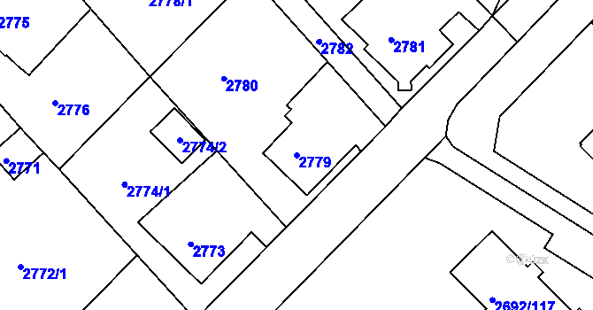 Parcela st. 2779 v KÚ Varnsdorf, Katastrální mapa