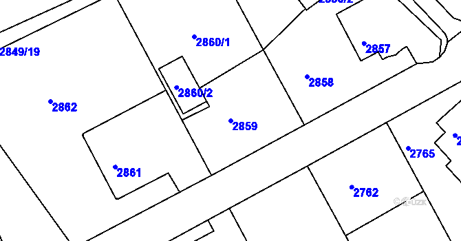 Parcela st. 2859 v KÚ Varnsdorf, Katastrální mapa