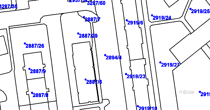Parcela st. 2894/4 v KÚ Varnsdorf, Katastrální mapa