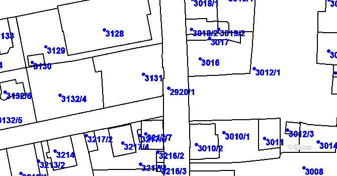 Parcela st. 2920/1 v KÚ Varnsdorf, Katastrální mapa