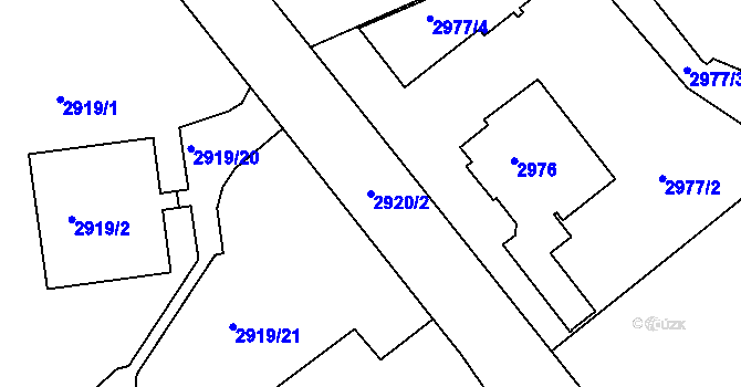 Parcela st. 2920/2 v KÚ Varnsdorf, Katastrální mapa