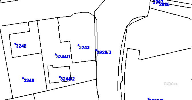 Parcela st. 2920/3 v KÚ Varnsdorf, Katastrální mapa