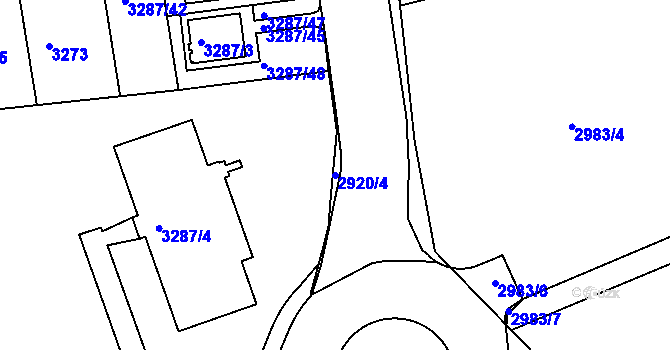 Parcela st. 2920/4 v KÚ Varnsdorf, Katastrální mapa