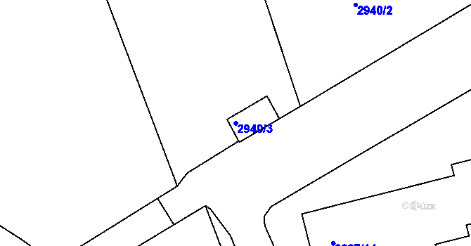 Parcela st. 2940/3 v KÚ Varnsdorf, Katastrální mapa