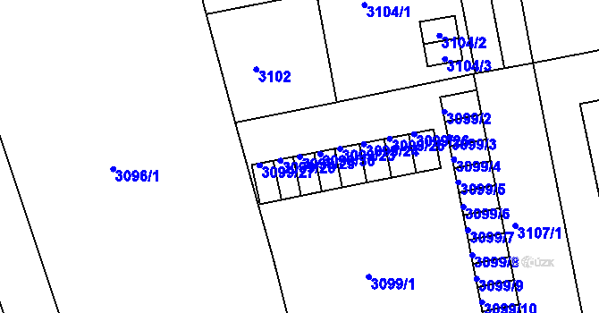 Parcela st. 3099/29 v KÚ Varnsdorf, Katastrální mapa