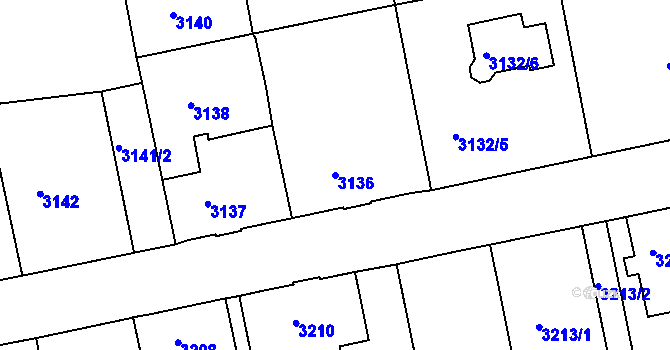 Parcela st. 3136 v KÚ Varnsdorf, Katastrální mapa