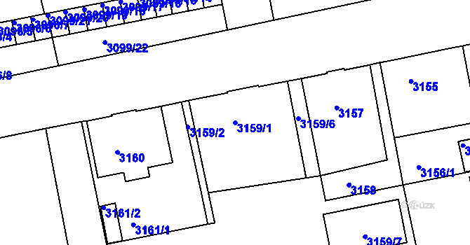Parcela st. 3159/1 v KÚ Varnsdorf, Katastrální mapa