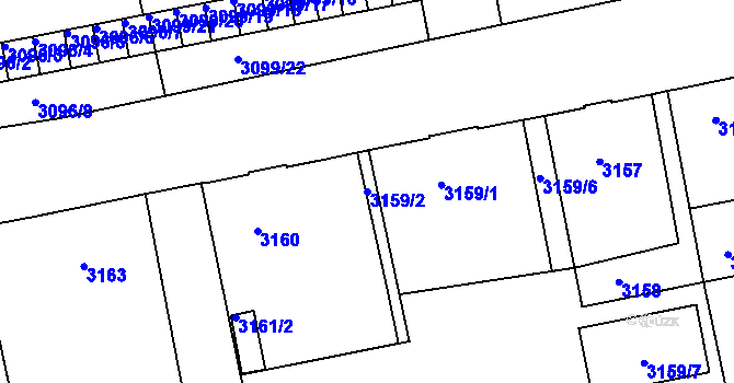 Parcela st. 3159/2 v KÚ Varnsdorf, Katastrální mapa