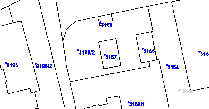 Parcela st. 3167 v KÚ Varnsdorf, Katastrální mapa