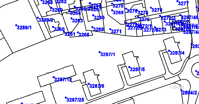 Parcela st. 3287/1 v KÚ Varnsdorf, Katastrální mapa